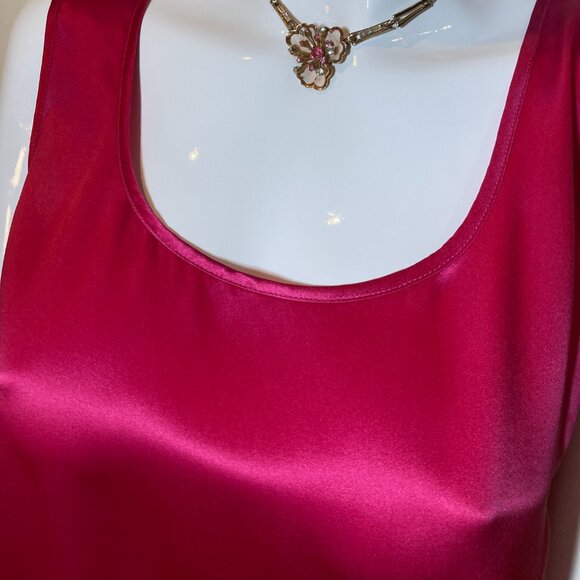 Talbot's 100% Silk Fuchsia Pink Tank Top L Size 12 - Picture 1 of 9